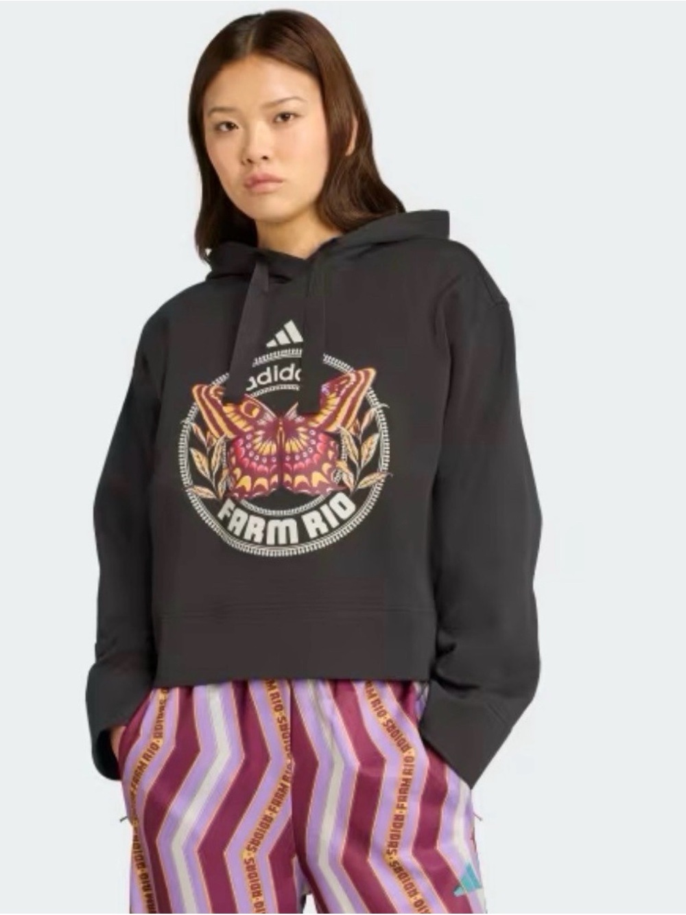 Adidas Black Hoodie Moth Design Move Like A Butterfly Adidas Moletom SZ L NWT